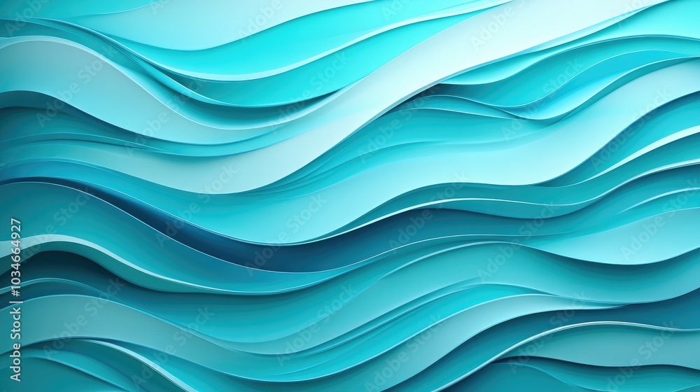 Fototapeta premium Flowing Wave Pattern on Aqua Background