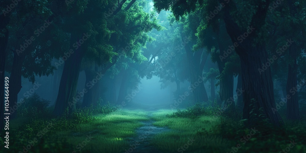 Naklejka premium A stroll through the lush forest, A walk in the green woods