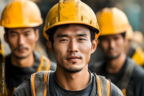 Construction Worker Portrait Safety Hard Hat Yellow