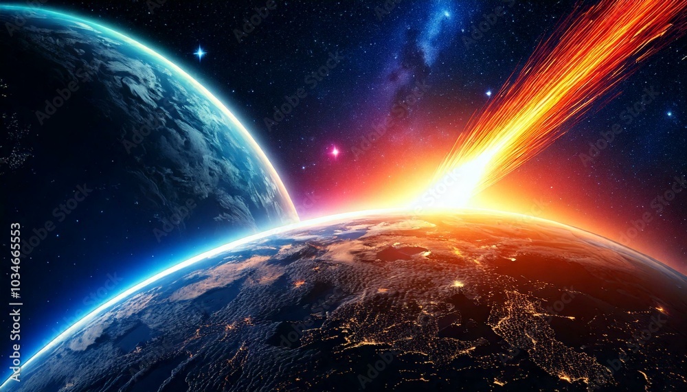 Weltraum Planeten Sonnenlicht Effekt Nacht Dunkel Weltall aufnahmen Breitbild