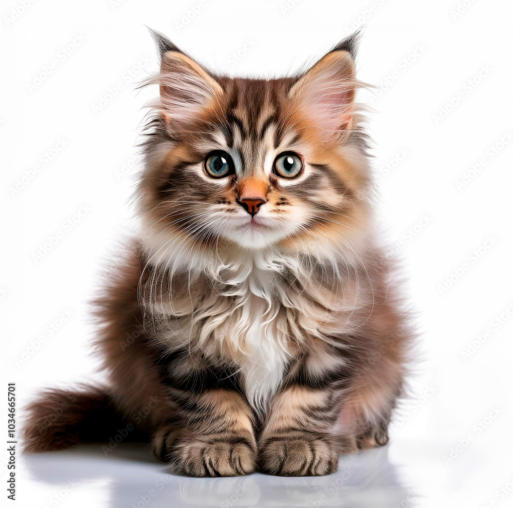 Siberian kitten photographed close up isolated on white background Siberian kitten photographed close up isolated on white background