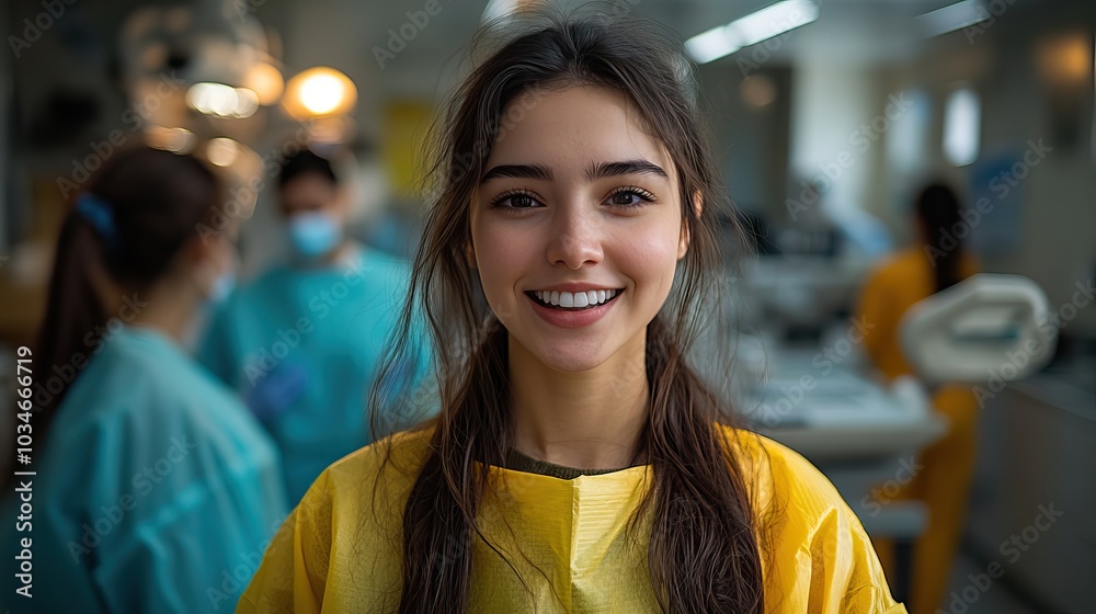 Obraz premium person experiencing fear and anxiety at the dentists office showing apprehension and nervousness about dental procedures and the tooth doctors tools and equipment