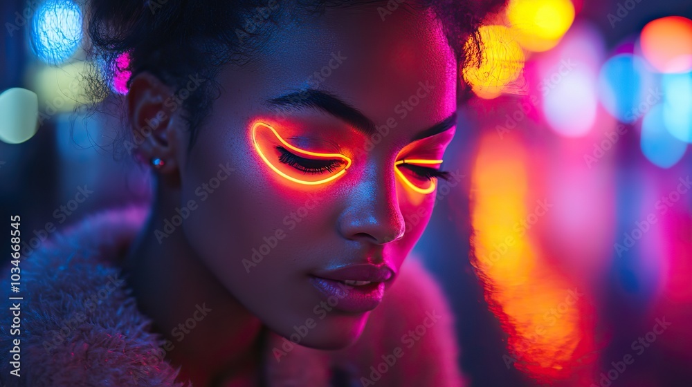 phone with neon lights reflecting on their face symbolizing digital culture and self expression.image phone with neon lights reflecting on their face symbolizing digital culture and self expression.image