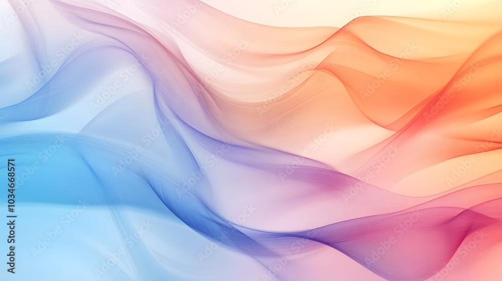 Fototapeta premium Flowing abstract curves with soft translucent layers blending into one another