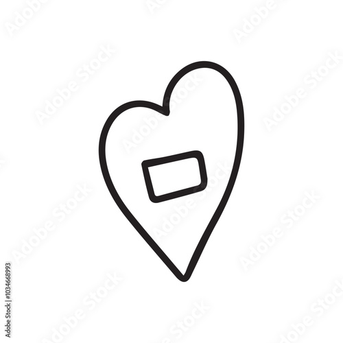 hand drawn line heart love element stock. brush love on valentine element stock. popular heart