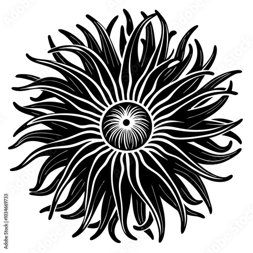 Green Sea Anemone silhouette 
 vector illustration 