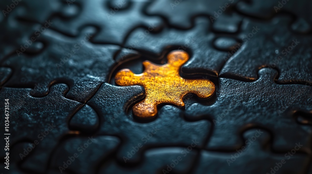 single puzzle piece with an empty space for text symbolizing finding solutions with creative approach ideal for business problem solving and innovation concepts