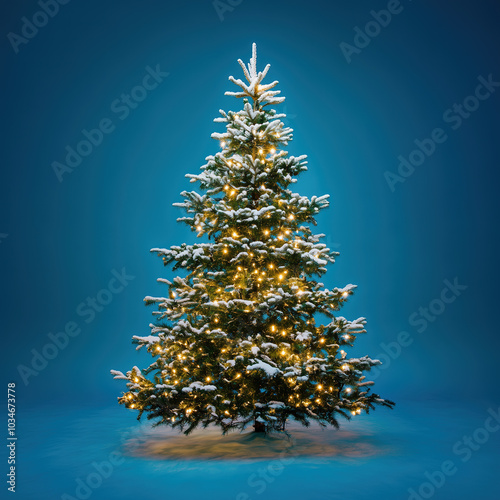 Christmas tree on blue background