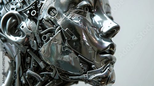 Metallic Robot Head: A Futuristic Vision of Artificial Intelligence