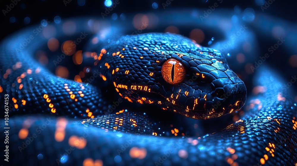 Fototapeta premium snake intertwined with binary code symbolizing python automation in programming.image