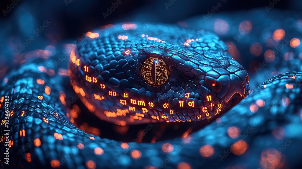 snake intertwined with binary code symbolizing python automation in programming snake intertwined with binary code symbolizing python automation in programming