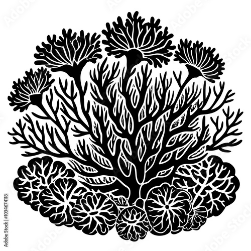  Coral reefs silhouette 
vector illustration on a white background