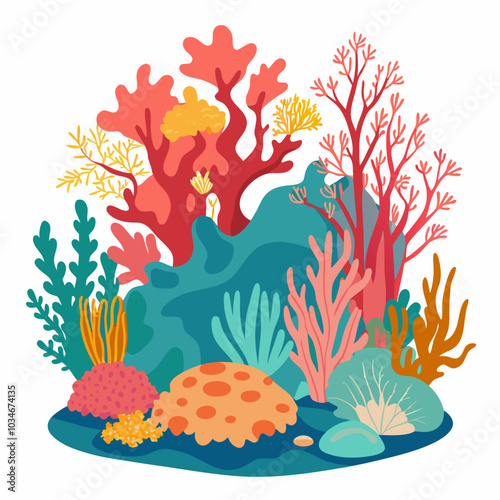  Coral reefs vector illustration on a white background
