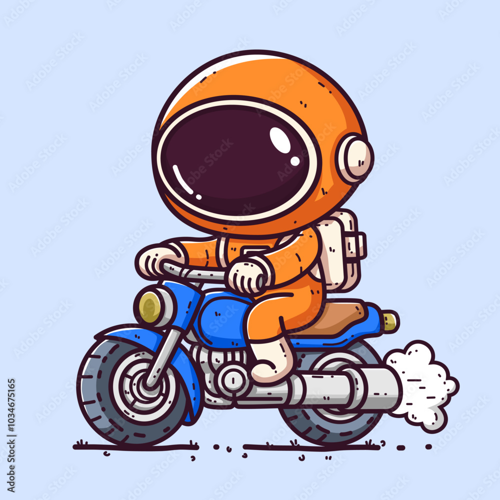 Cute Astronaut riding a motor bike. Cute Astronaut riding a motor bike.