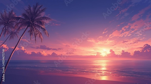 夕暮れの魅惑的な海の風景5