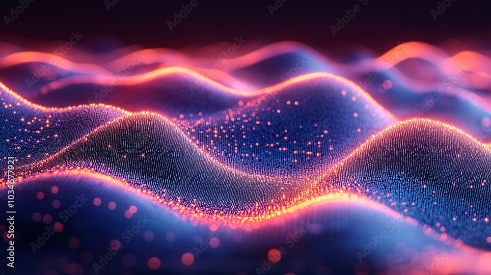 Futuristic Landscape with Abstract Terrain Waves Futuristic Landscape with Abstract Terrain Waves