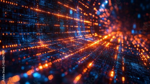 Dynamic Digital Architecture with Glowing Surfaces