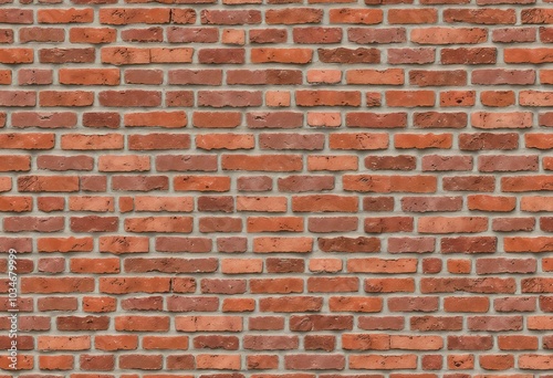 Close-up of Red Brick Wall Texture with Rough Surface and Varied Shades for Background or Design Element