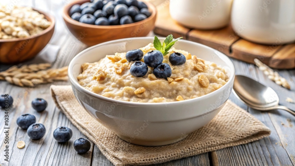 Plain oatmeal porridge in bowl, a healthy vegan vegetarian breakfast food made with whole grain oats , porridge, oatmeal Plain oatmeal porridge in bowl, a healthy vegan vegetarian breakfast food made with whole grain oats , porridge, oatmeal