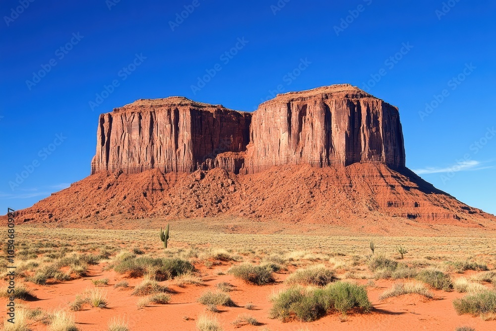 Fototapeta premium A dramatic desert landscape with towering red rock cliffs