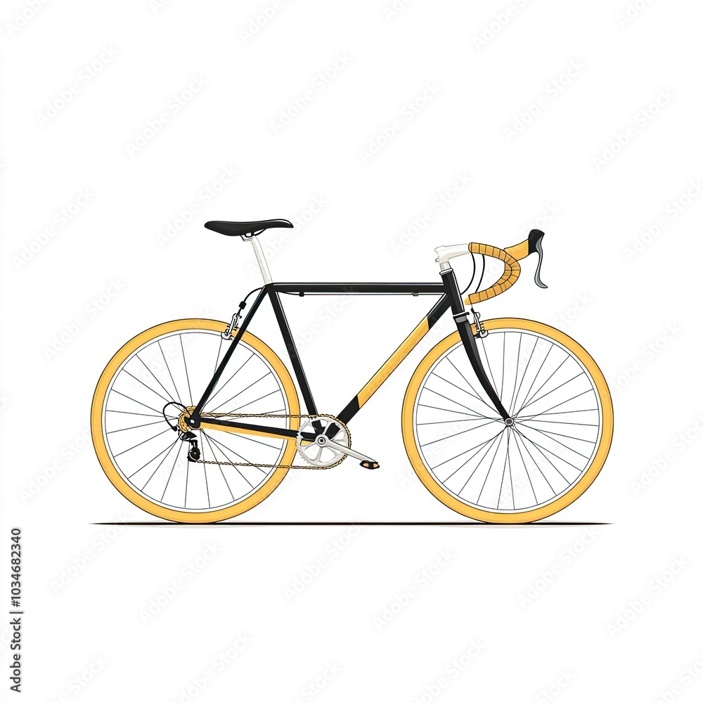 Black and Yellow Road Bike with White Background Black and Yellow Road Bike with White Background