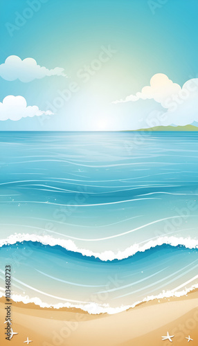 sea and beach with water color art work abstract background 