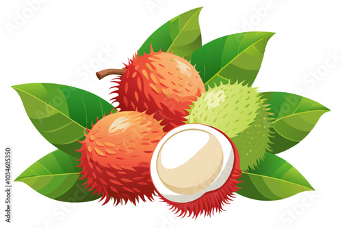 Cute rambutan fruits vector illustration  photo