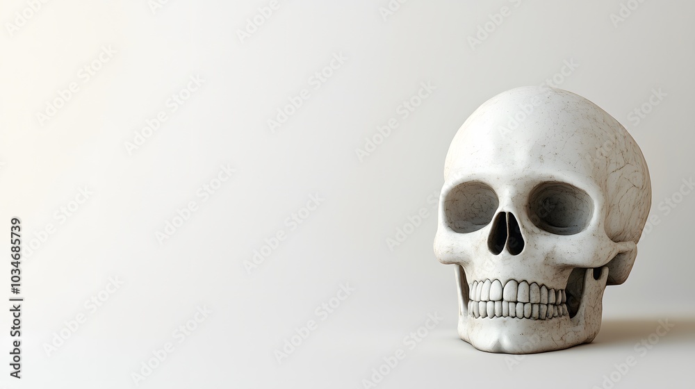 Human Skull on a White Background. illustration for Happy Halloween series art background Human Skull on a White Background. illustration for Happy Halloween series art background