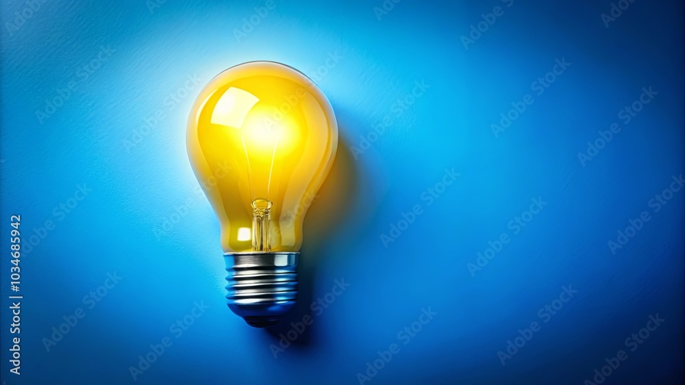 A single glowing incandescent light bulb, illuminating a bright blue backdrop, symbolizing knowledge, inspiration, and innovation A single glowing incandescent light bulb, illuminating a bright blue backdrop, symbolizing knowledge, inspiration, and innovation
