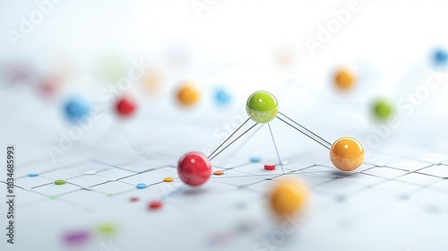 Abstract Network with Colorful Spheres.