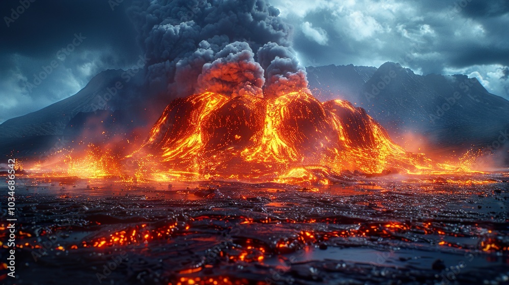 Volcanic Eruption: A Fiery Landscape Volcanic Eruption: A Fiery Landscape