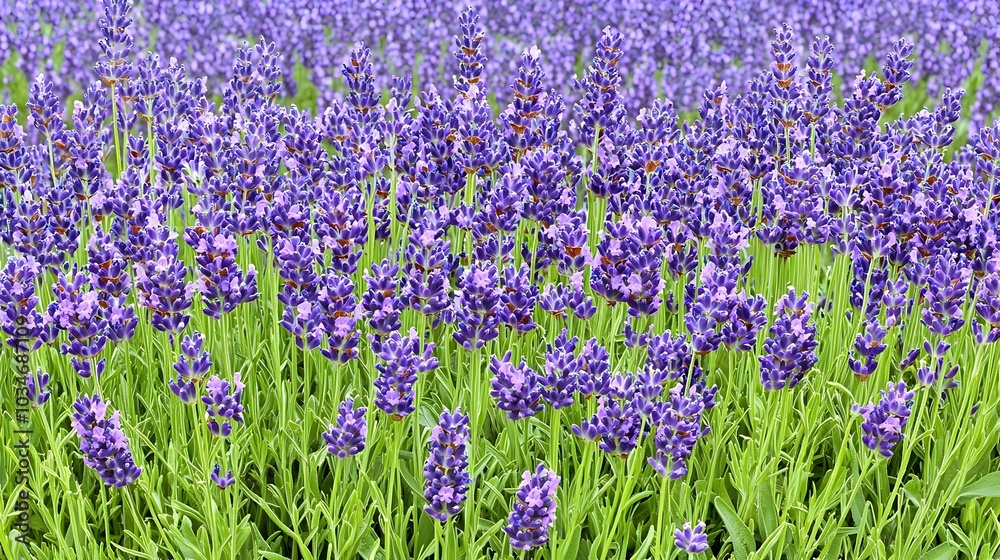Naklejka premium Majestic Lavender Field Blanketing the Countryside Endless Rows of Fragrant Purple Flowers Stretching Across the Horizon
