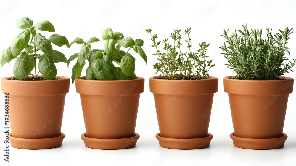 Homegrown Herb Farm with Aromatic Basil Rosemary and Thyme Plants on Isolated Background Healthy Fresh and Eco friendly Culinary Herbs for Cooking and Wellness Homegrown Herb Farm with Aromatic Basil Rosemary and Thyme Plants on Isolated Background Healthy Fresh and Eco friendly Culinary Herbs for Cooking and Wellness