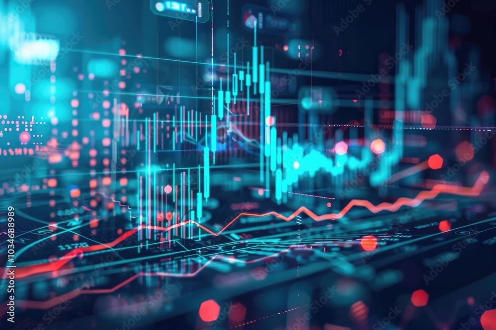 Digital interface featuring AI-driven stock market analysis with cutting-edge financial tools and real-time data visualization Digital interface featuring AI-driven stock market analysis with cutting-edge financial tools and real-time data visualization