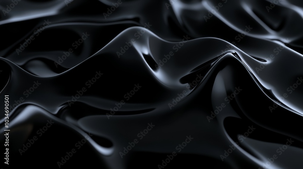 Obraz premium A sleek, obsidian-like black surface with barely visible