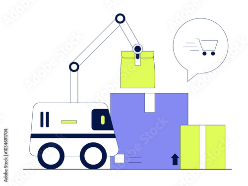 Robot shopping delivery. Delivery illustration. Flat vector illustration