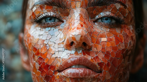 abstract glass mosaic of female face symbolizing the innovative and analytical nature of the juli programming language in dat science.image