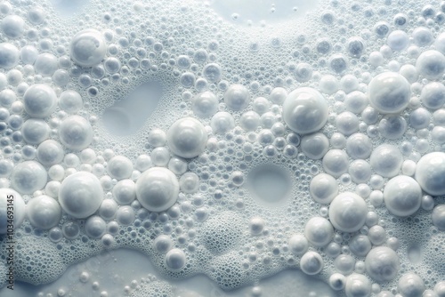 Wallpaper Mural Aerial view of white foam dripping with realistic air bubbles border Torontodigital.ca