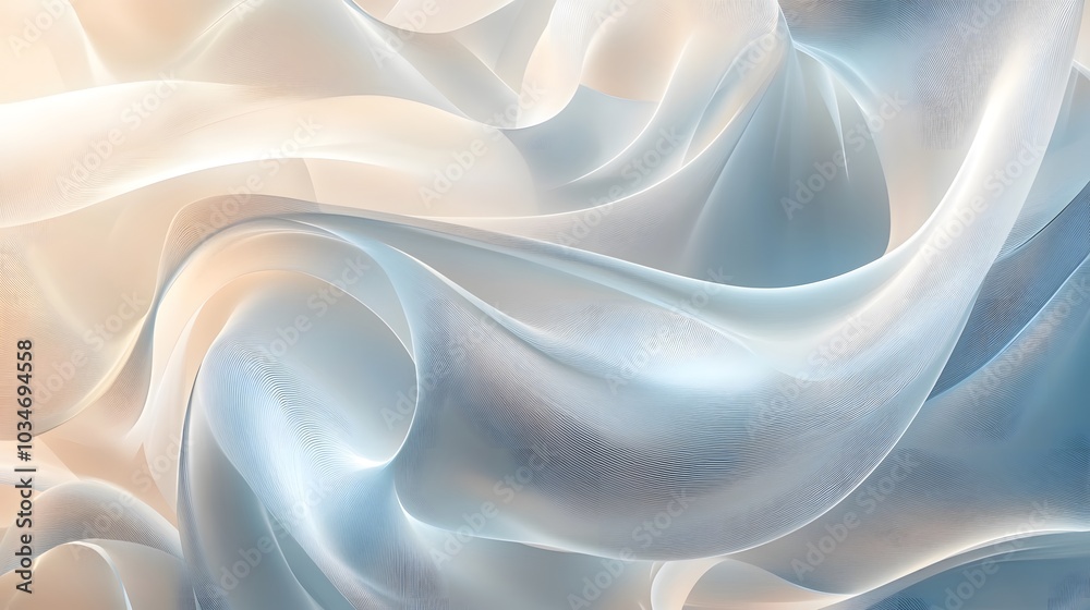 Fototapeta premium Seamless flowing abstract curves blending into translucent layers in fluid motion