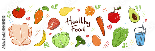 Healthy foods set vector illustration