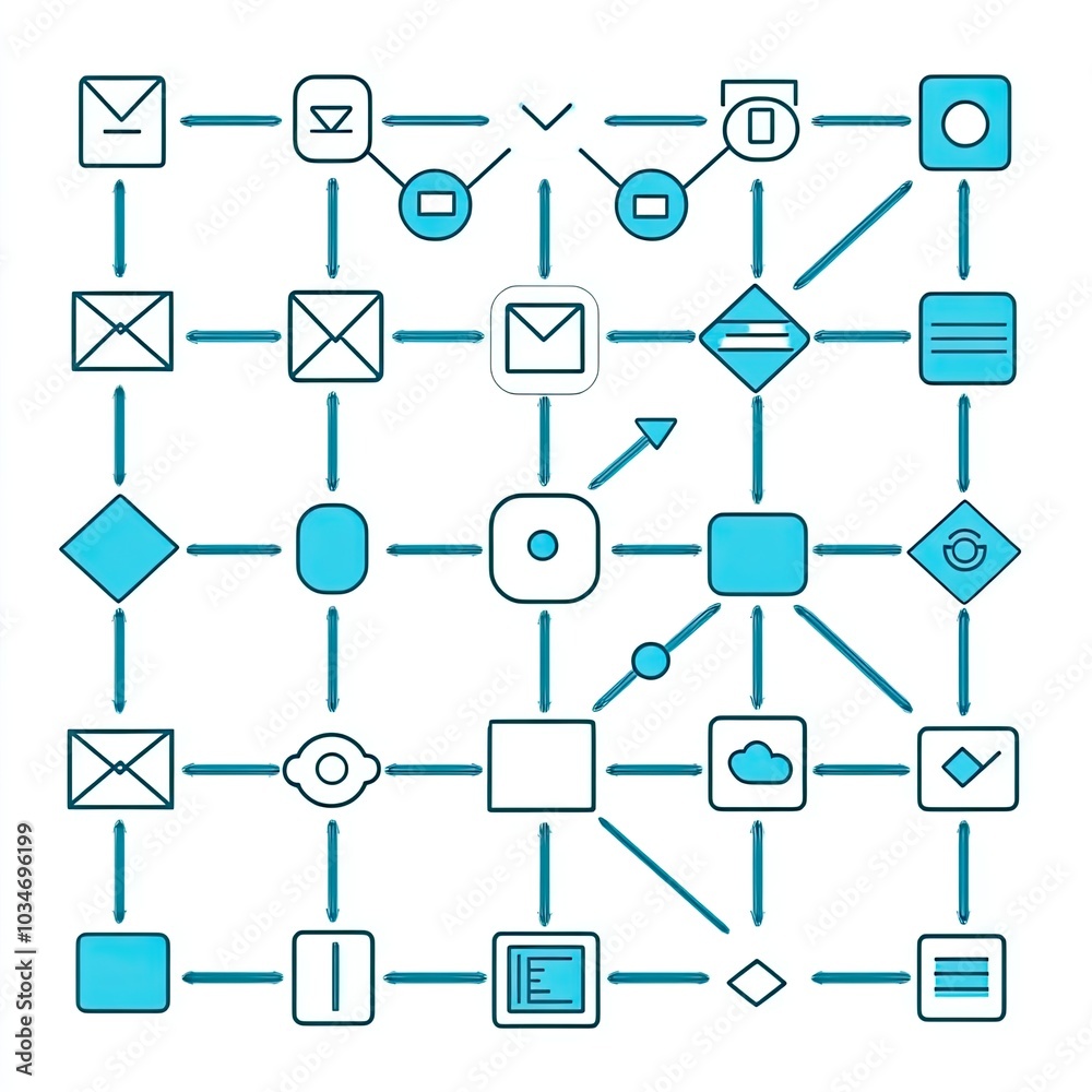 Abstract Diagram with Blue Shapes and Arrows Abstract Diagram with Blue Shapes and Arrows