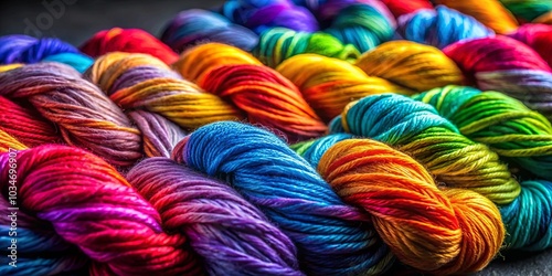 A vibrant tapestry of colorful threads intertwining, creating a mesmerizing display of texture and shade.