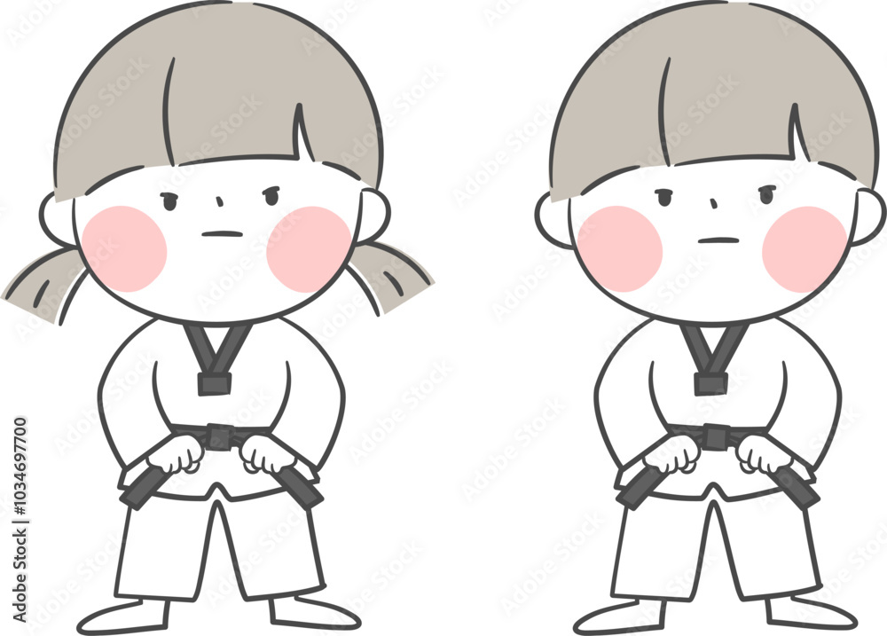 태권도를 하는 어린이 캐릭터 태권도를 하는 어린이 캐릭터