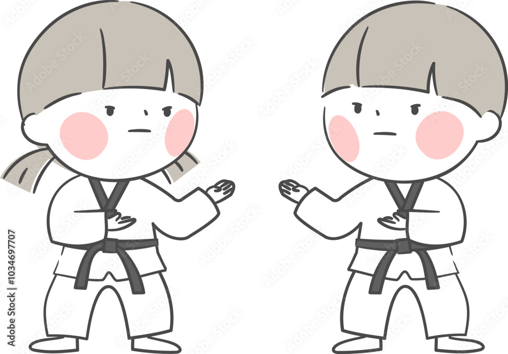 태권도를 하는 어린이 캐릭터 태권도를 하는 어린이 캐릭터