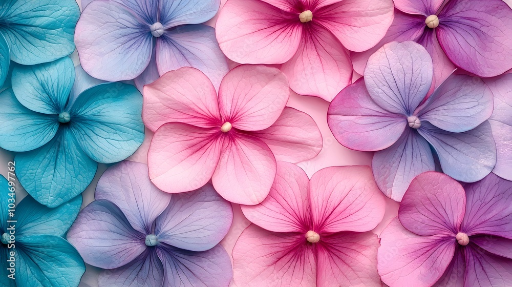 Stunning Hydrangea Garden featuring large vibrant blue and purple blooms against an isolated minimalist background This floral scene exudes a sense of natural elegance serenity and beauty Stunning Hydrangea Garden featuring large vibrant blue and purple blooms against an isolated minimalist background This floral scene exudes a sense of natural elegance serenity and beauty