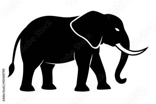 Elephant Silhouette | isolated vector silhouette illustration on white background