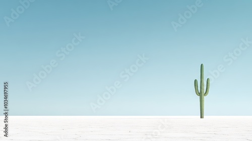 Majestic cactus silhouette against vivid blue desert sky photo