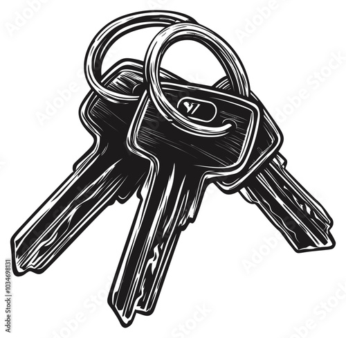 Vintage Style Key Illustration for Design Use