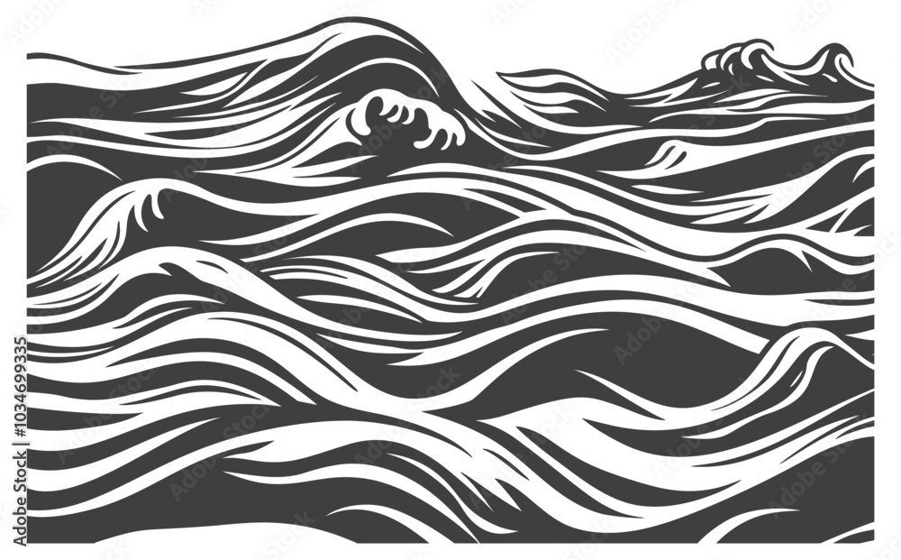 Fototapeta premium Abstract Waves Design in Black and White