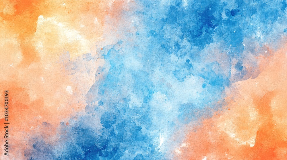Fototapeta premium Orange and blue watercolor background